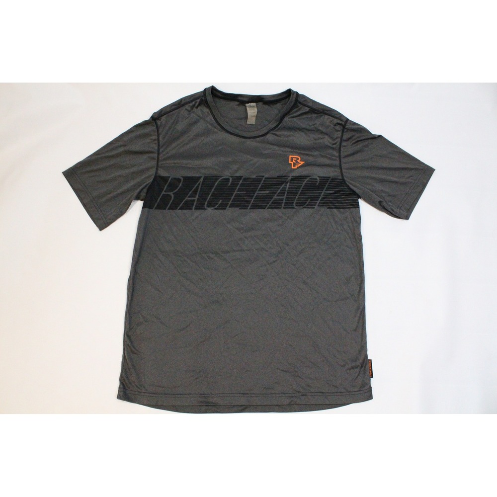 Race Face Mens Mountain Biking Jersey Gray Short Sleeve MTB Cycling Shirt Large
